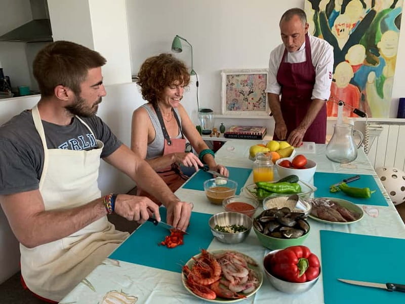 Barcelona: Paella Seafood Master Cooking Class with Sangria - Gazpacho, sangria, and crema catalana