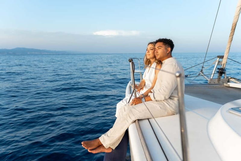 Barcelona: Sunset Catamaran Cruise with Wine and Tapa - The first 45 minutes: harbor views and a slower start