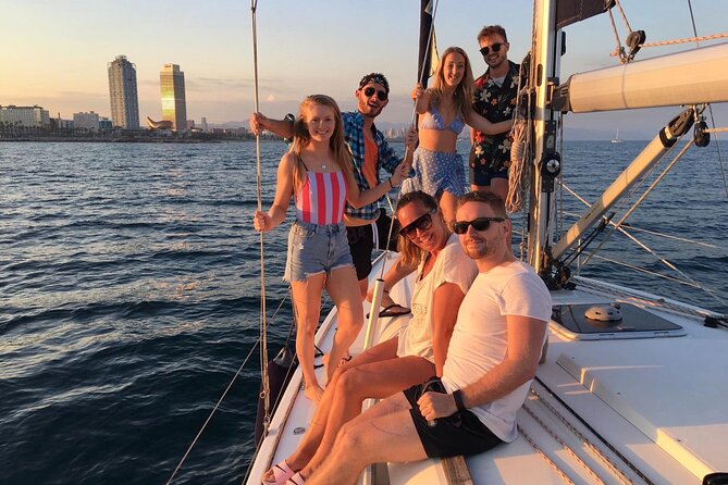 Barcelona Sunset Cruise with Open Bar of Cava and Snacks - Sailing out of Port Olímpic at sunset