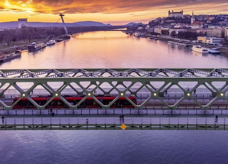 Bratislava: Panorama Cruise with Unlimited Prosecco - Passing under the SNP Bridge