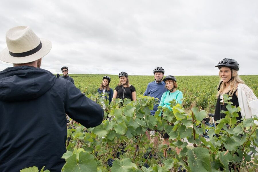 Champagne: E-Bike Champagne Day Tour with Tastings and Lunch - Lunch, cellar, and four wines at Le Clos Corbier
