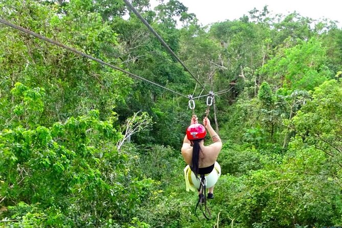 Family ATV Cenote Five Zip Lines Photos Taco Lunch Tequila Taste - Five zip lines, one bridge, and a little nerve