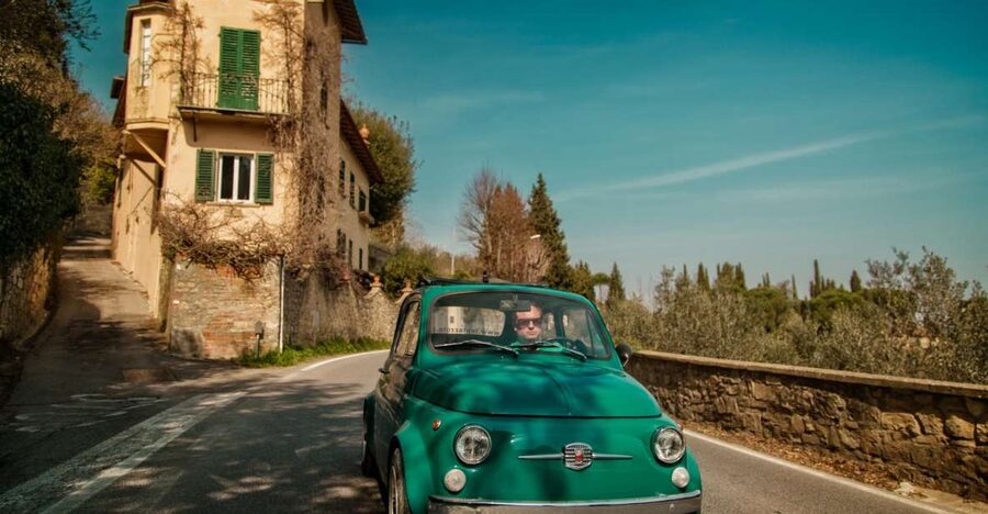 Florence Wine Tasting and Tuscan Lunch in a Vintage Fiat 500 - A classic Fiat 500 makes the road the attraction