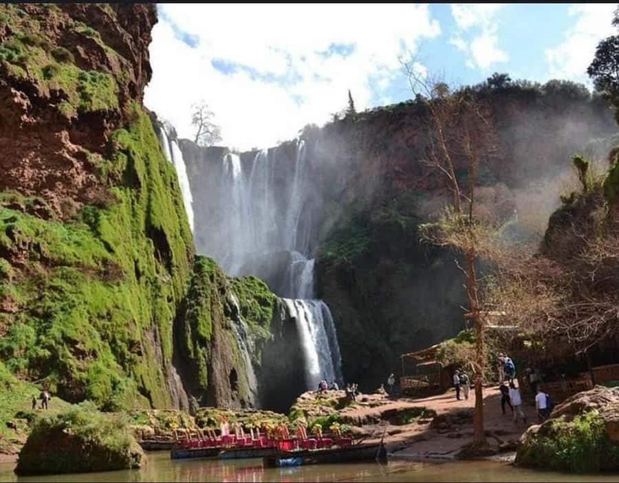 From Marrakech: Ouzoud Waterfalls Guided Hike and Boat Trip - First views of the 110-meter cascades
