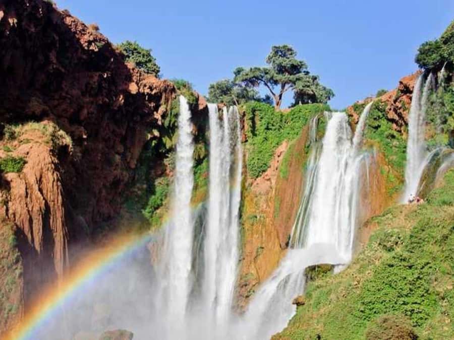 From Marrakech: Ouzoud Waterfalls guided trip with boat ride - First views of the 110-meter cascades