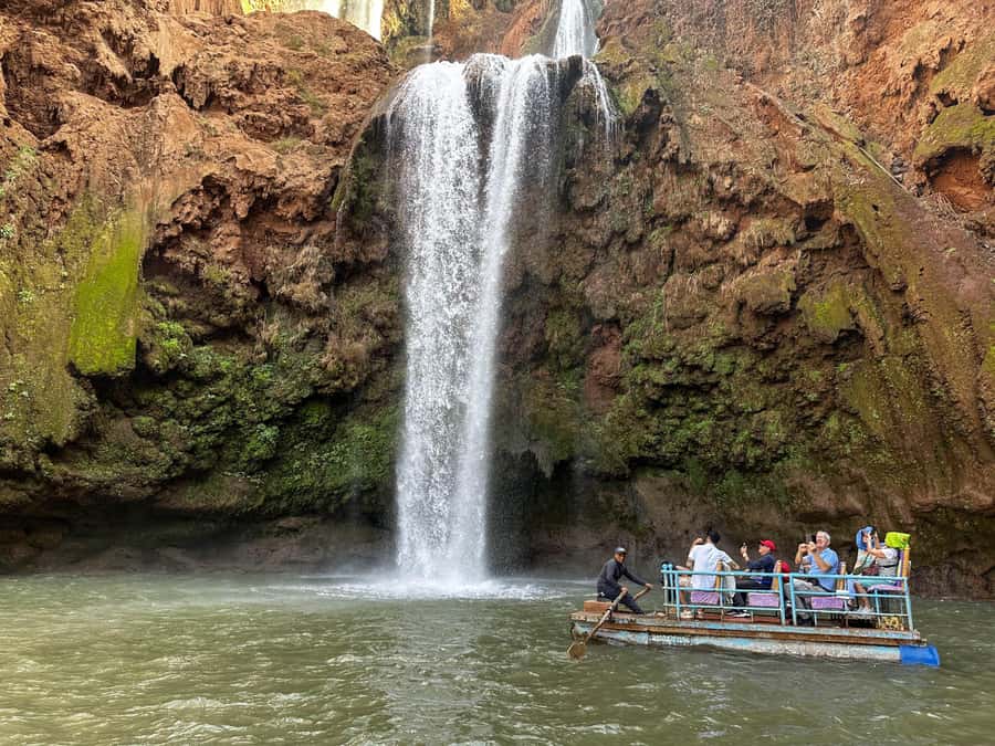 From Marrakech: Ouzoud Waterfalls guided trip with boat ride - The optional boat ride near the spray