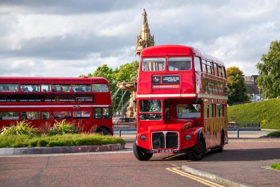 Glasgow: Vintage Bus Tour with Afternoon Tea or Gin - A sightseeing tour with a tea tray