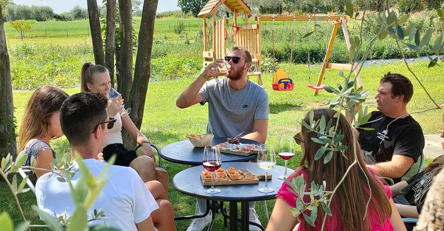 Lazise: Wine Tasting with Charcuterie and Cheese Board - The three glasses: rosé, white and red