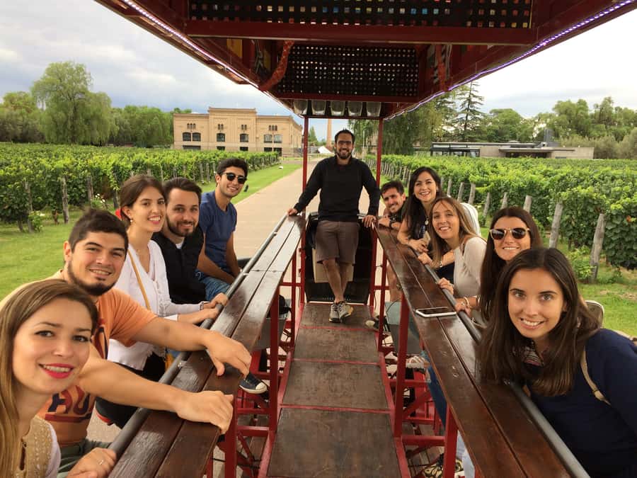 Mendoza: Winebike Tasting Tour with Optional Lunch - Pedaling through vineyards on the shared bicycle