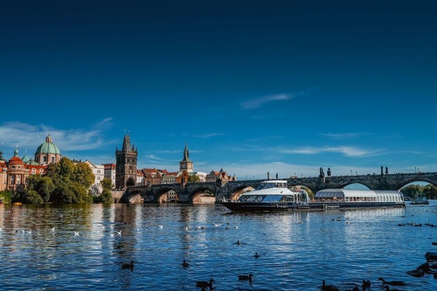 Prague: Evening Vltava River Eco Cruise with Prosecco - A quiet start at Pier 4