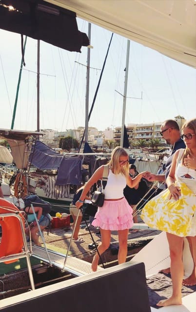 Rethymno: Sunset Catamaran Cruise - Sushi & Open Bar - Sunset near the coast