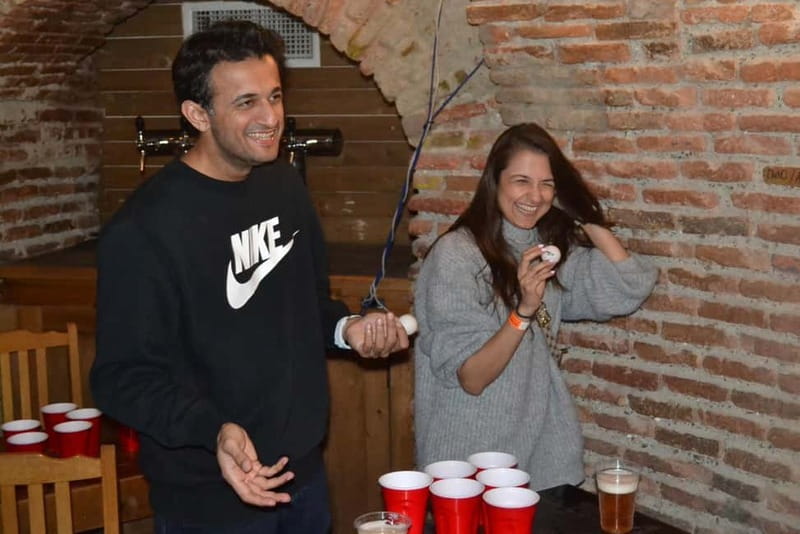 Tbilisi: City Pub Crawl with welcome shots in game format - Stop one: the first local bar and the welcome shot