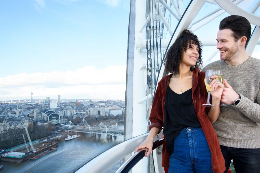 The London Eye Champagne Experience - The London Eye with a glass of Moët